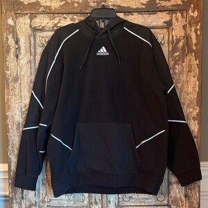 Adidas Black Hoodie with White Stripes